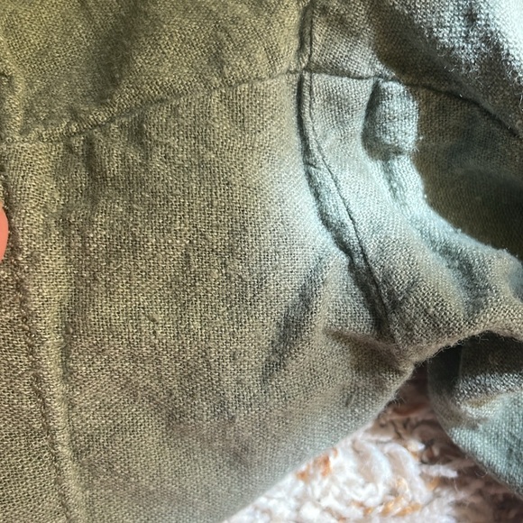 Olive Green Linen Shorts - Picture 5 of 5